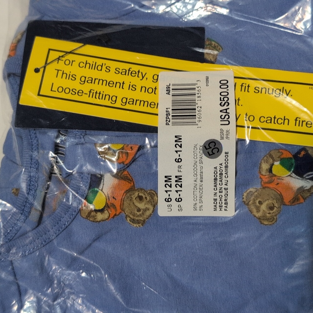 Ralph Lauren Blue Bear Print Footies - Picture 8 of 9